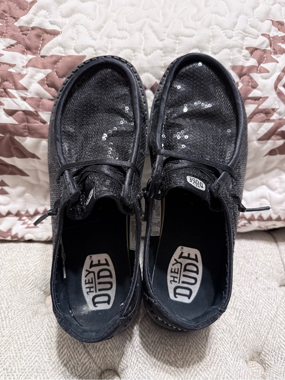 Hey Dude Black Sequin Men's Slip-On Loafers